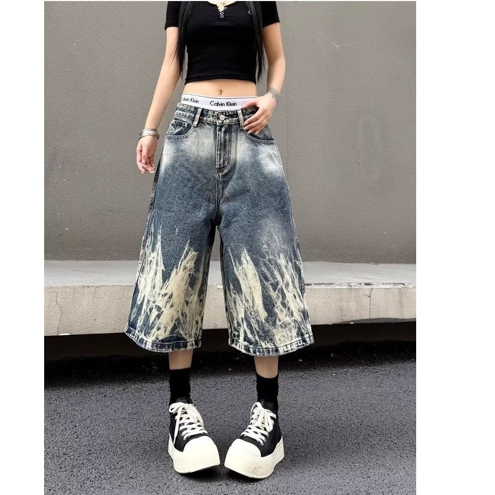 Women's American-style Wide-leg Denim Shorts