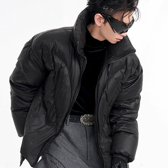 Black Stand-up Collar Profile Winter Thick Coat Tide