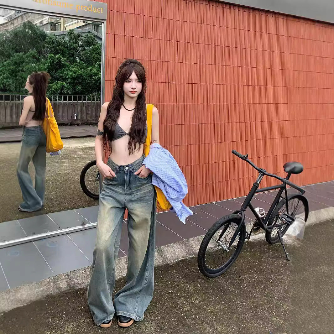 Washed Blue Baggy Pants