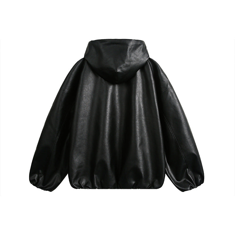 Hooded Bold Leather Jacket